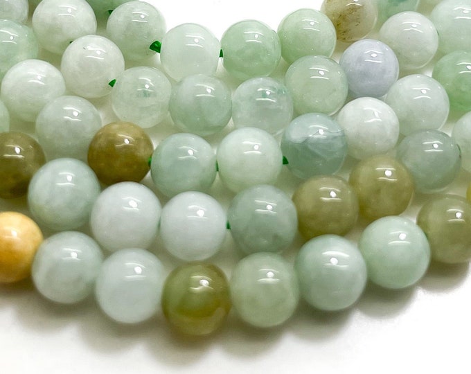 Burma Jade Beads, Natural Green Myanmar Jade Pollished Smooth Round Sphere Ball Gemstone Beads 6mm 8mm 10mm 12mm - PG166