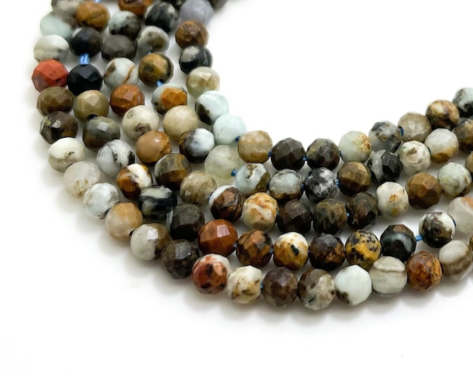Amazonite Beads, Natural Amazonite Faceted Round 3mm Gemstone Beads Rock Stone - RNF124B
