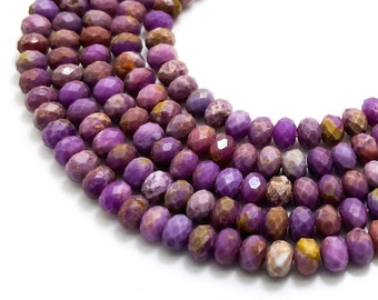 Natural AB Phosphosiderite Purple 4mm x 5mm High Quality Faceted Rondelle Gemstone Beads - 15.5" - RDF79B