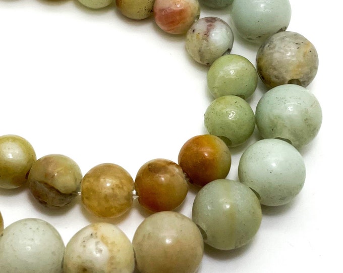Amazonite Smooth Round Gemstone 8mm 10mm Beads (8" strand - 2.5 mm hole) - 8RN17