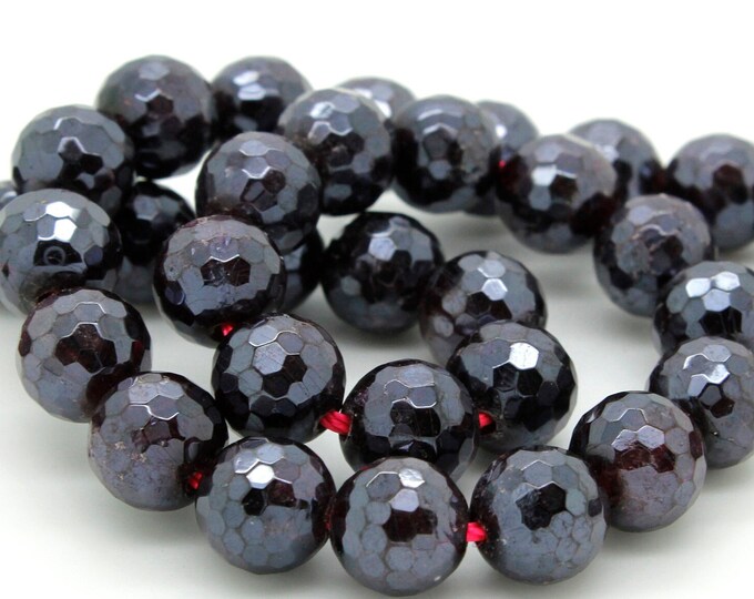 Garnet, Natural Faceted Red Garnet Round Sphere Gemstone Loose Beads with Coating - RNF90