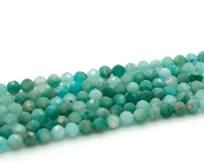 Aquamarine Beads, Small Natural Aquamarine Faceted Round Ball Sphere Gemstone Beads - 2mm 3mm - RNF65