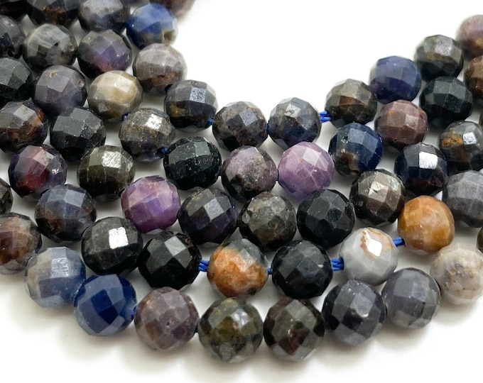 Genuine Real Sapphire, AAA Natural Sapphire Faceted Round 5mm Gemstone Beads - RNF33C