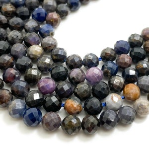 Genuine Real Sapphire, AAA Natural Sapphire Faceted Round 5mm Gemstone Beads - RNF33C