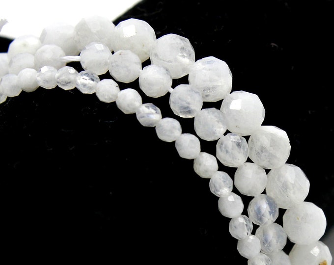 Natural Moonstone, Moonstone Faceted Sphere Ball Round Natural Gemstone Beads Stones - 2mm 3mm 4mm 6mm - RNF84