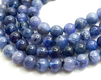 AAA Tanzanite Gemstone Beads, High Quality Smooth Polished Natural Tanzanite Round 5mm 6mm Gemstone Beads - RN144