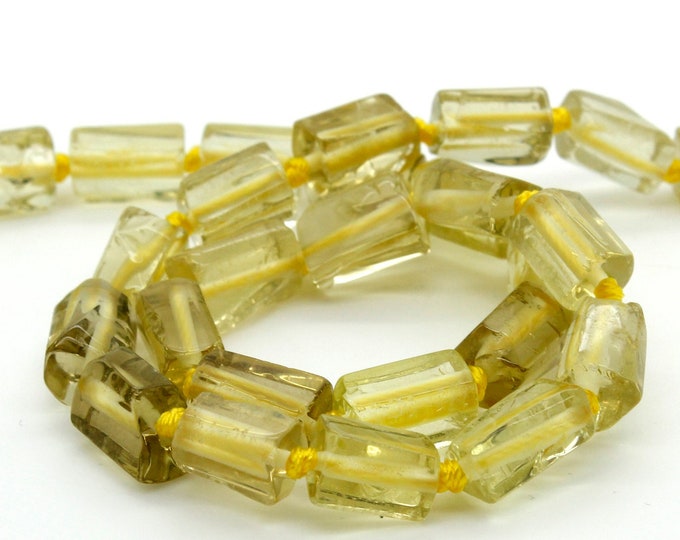 Nautral Lemon Yellow Quartz Smooth Polished Nugget Cube Gemstone Assorted Size Beads - PGS149