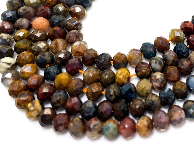 Natural Brown Pietersite Faceted Rondelle 4mm x 6mm Gemstone Beads - RDF111