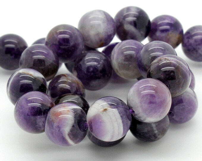Natural Amethyst Beads, Purple Amethyst Smooth Polished Round Sphere Loose Gemstone Beads - PGP18