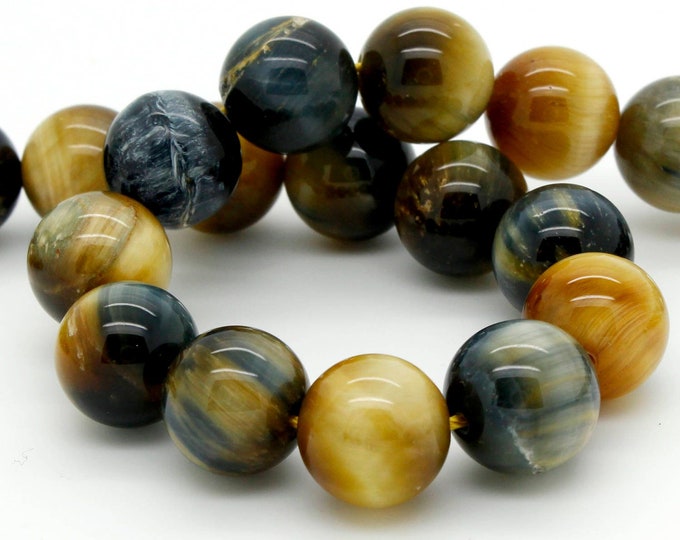 Natural Golden Blue Tiger Eye Tiger's Eye Smooth Polisehd Round Ball Sphere Gemstone Beads 6mm/ 8mm/ 10mm/ 12mm RN59