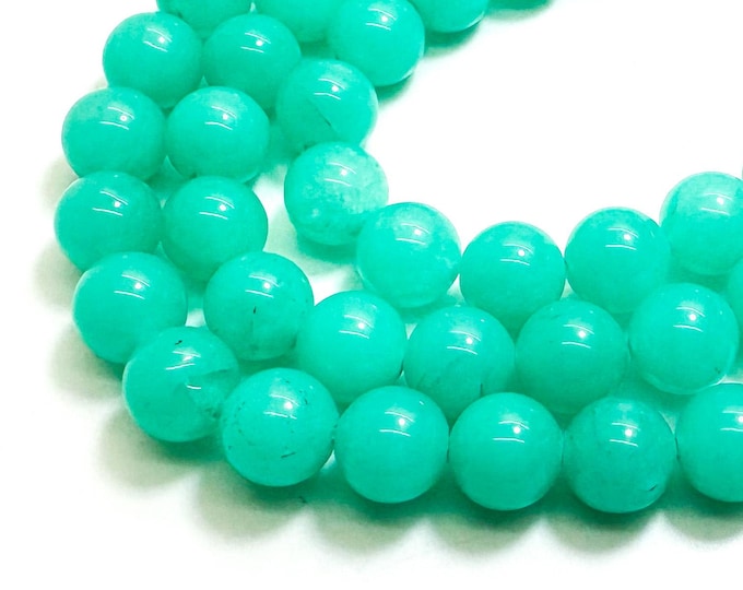 Green Agate Smooth Polished Round 8mm Gemstone Jewelry Making Beads - RN198C