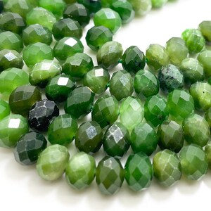 Natural Canada Candian Jade Green Nephrite Jade Faceted Rondelle 4mm x 6mm, 5mm x 7mm Gemstone Beads - RDF74A