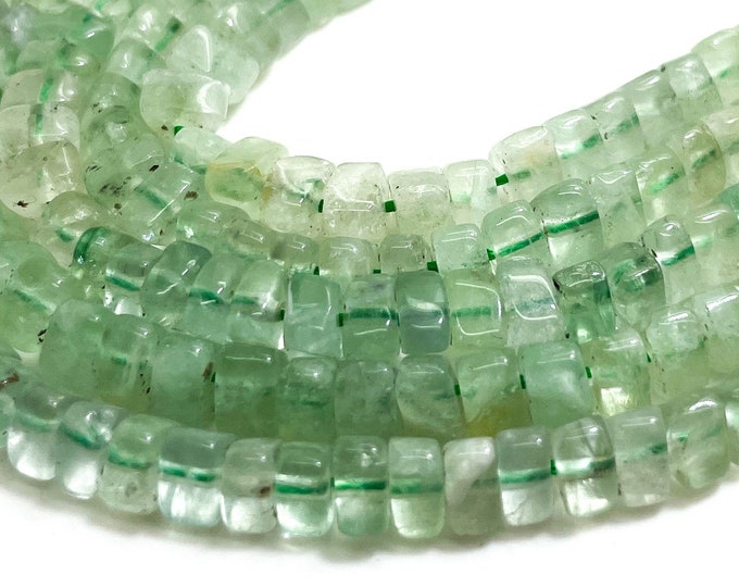 Natural Green Prehnite Polished Smooth Triangle Heishi Transparent Gemstone Beads (3mm x 6mm) - PG153