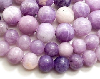 Natural Purple Lepidolite Polished Smooth Round 6mm 8mm Gemstone Beads - RN175