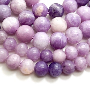 Natural Purple Lepidolite Polished Smooth Round 6mm 8mm Gemstone Beads - RN175
