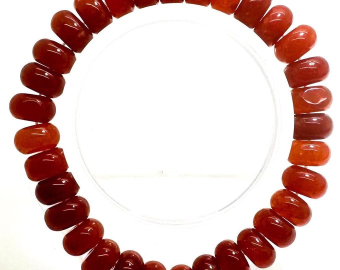 Dark Orange Carnelian Agate 10mm Rondelle Gemstone Beads Stretch Elastic Cord Handmade Beaded Bracelet Accessories - PGBRD04