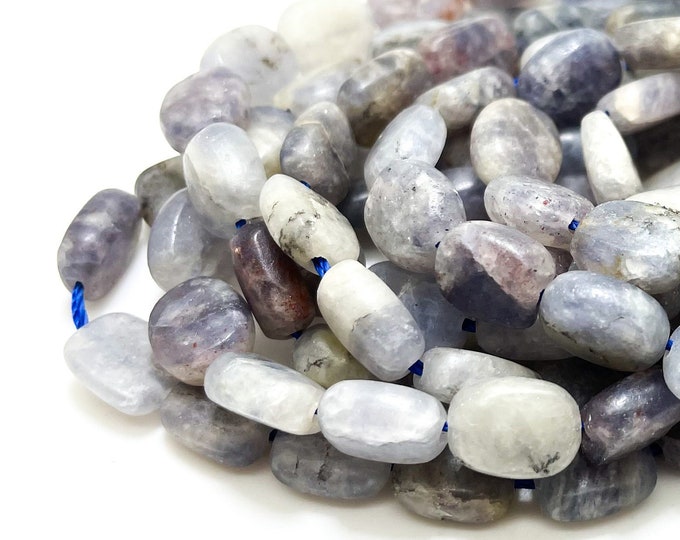 Natural Iolite, Matte Natural Iolite Flat Rectangle Gemstone Loose Beads - PG100Rec