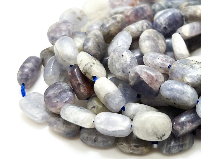 Natural Iolite, Matte Natural Iolite Flat Rectangle Gemstone Loose Beads - PG100Rec