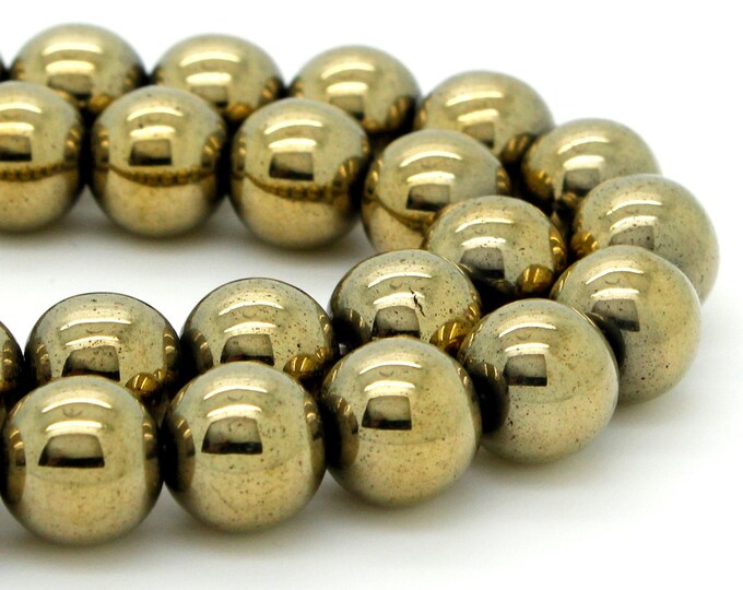 Hematite Smooth Round Ball Sphere Loose Heishi Gemstone Beads - Bronze (8mm, 12mm)