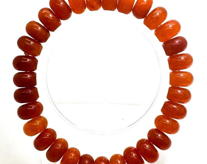 Orange Carnelian Agate 8mm 10mm Rondelle Gemstone Beads Stretch Elastic Cord Handmade Beaded Bracelet Accessories - PGBRD02