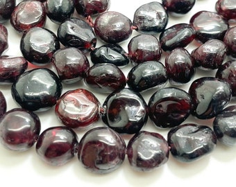 Red Garnet Beads, Natural Garnet Polished Nugget Pebble Round Barrel Gemstone Beads - PG318