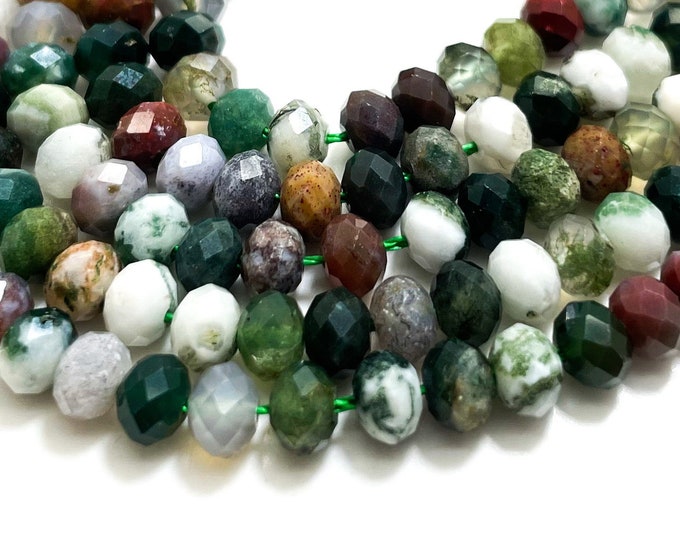 Natural Bloodstone Faceted Rondelle 4mm x 5mm Gemstone Beads - RDF27