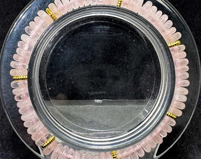 Rose Quartz Stretch Bracelet – 6mm Beads, 6.5" – Gold Spacer Accents – Love • Compassion • Emotional Healing - PGB8R44