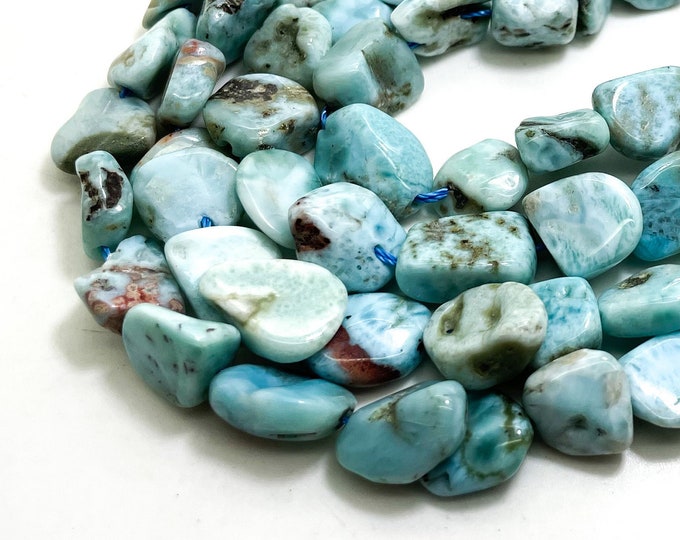 Natural Larimar Beads, Blue Genuine Larimar Chip Nugget Assorted Size Gemstone Beads - PG220