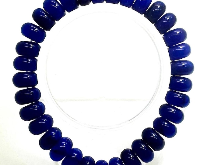 Blue Jade 10mm Rondelle Gemstone Beads Stretch Elastic Cord Handmade Beaded Bracelet Accessories - PGBRD08