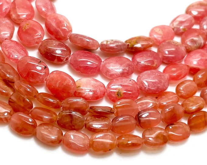 Natural Rhodochrosite Beads, Genuine Grade AAA High Quality Pink Rhodochrosite Polished Flat Oval Gemstone Beads - PGS198A