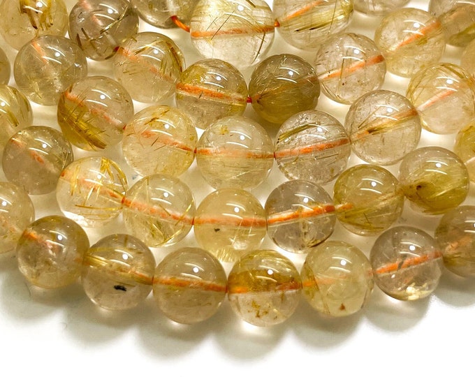 Genuine Rare AAA Yellow Golden Topaz Polished Smooth Round 8mm 10mm 12mm Gemstone Beads - RN184