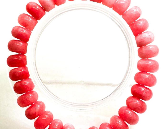 Rhodochrosite Pink Jade 10mm Rondelle Gemstone Beads Stretch Elastic Cord Handmade Beaded Bracelet Accessories - PGBRD16