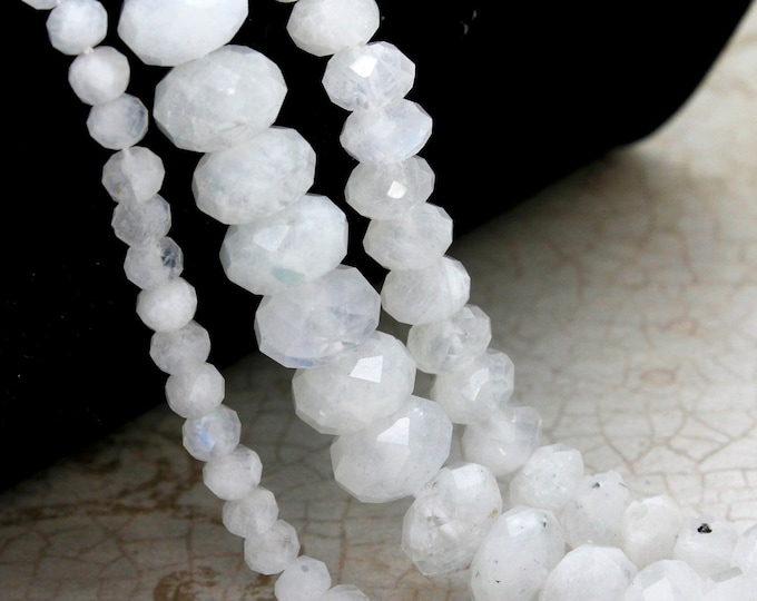 Natural Moonstone, Genuine Moonstone Faceted Rondelle Natural Loose Gemstone Stone Beads - RDF55