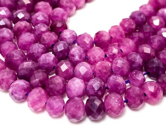 Red Ruby Beads, AAA Ruby Faceted Rondelle Natural Red Ruby 5mm x 6mm 6mm x 8mm Gemstone Beads - 15.5" - RDF116