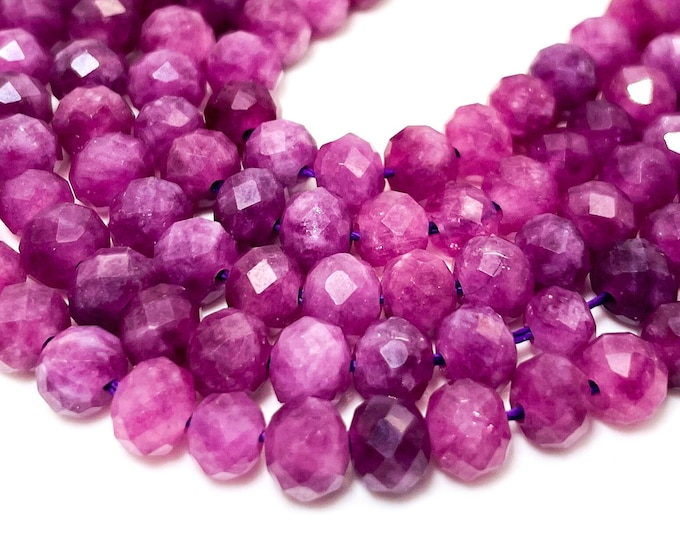 Natural Tourmaline Beads, AAA Pink Tourmaline Faceted Rondelle Natural Red Ruby 5mm x 6mm 6mm x 8mm Gemstone Beads - 15.5" - RDF116