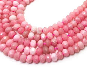 Natural Pink Opal Faceted Rondelle 3mm x 4mm Gemstone Beads - RDF111