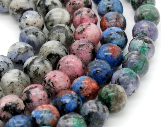 Jasper Beads, Polished Green Blue Gray Red Smooth Round Ball Sphere Gemstone 8mm Loose Beads - RN68