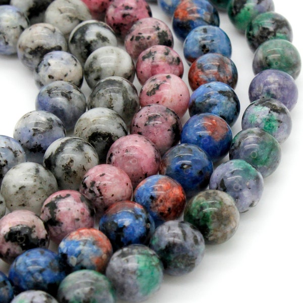 Jasper Beads, Polished Green Blue Gray Red Smooth Round Ball Sphere Gemstone 8mm Loose Beads - RN68