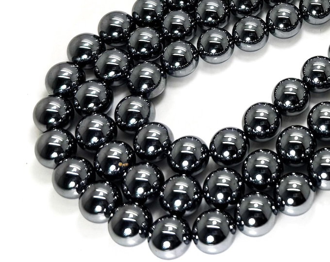 Terahertz Stone Beads: High Polish Silver-Gray Gemstone