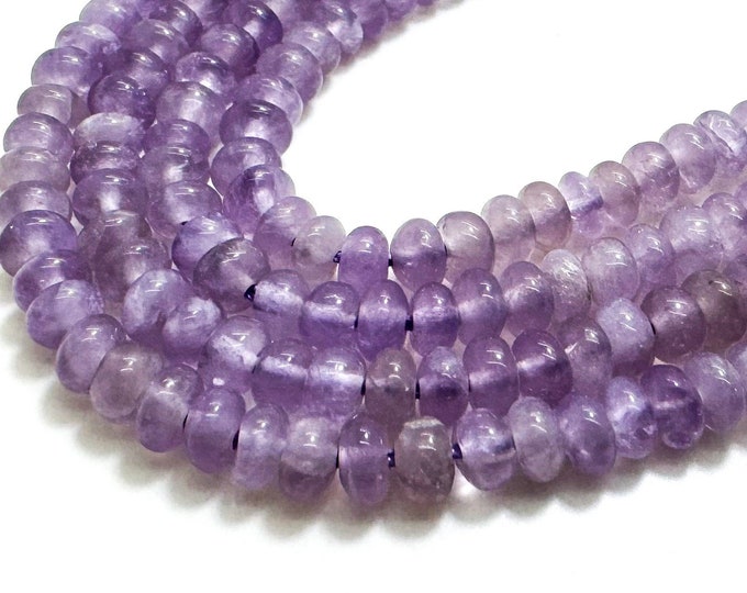 Amethyst Beads, Natural High Quality Light Purple Amethyst Smooth Polished Rondelle Round Flat 2mm x 4mm Gemstone Beads - RD34B