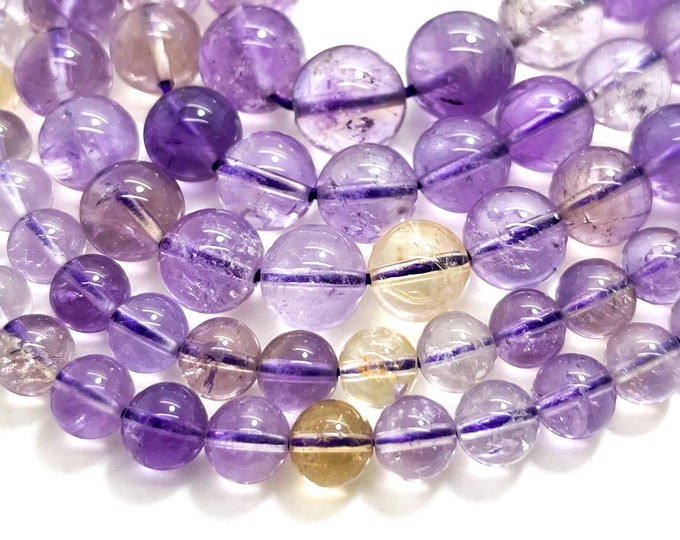 Natural AAA Purple Ametrine Smooth Polished Round 6mm 8mm 10mm Gemstone Beads RN178