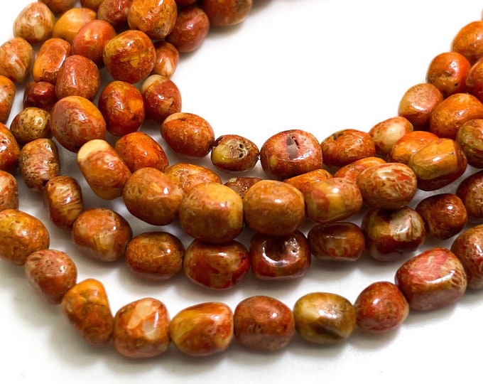 Orange Coral Small Pebble Nugget Assorted Size Gemstone Beads PGS196