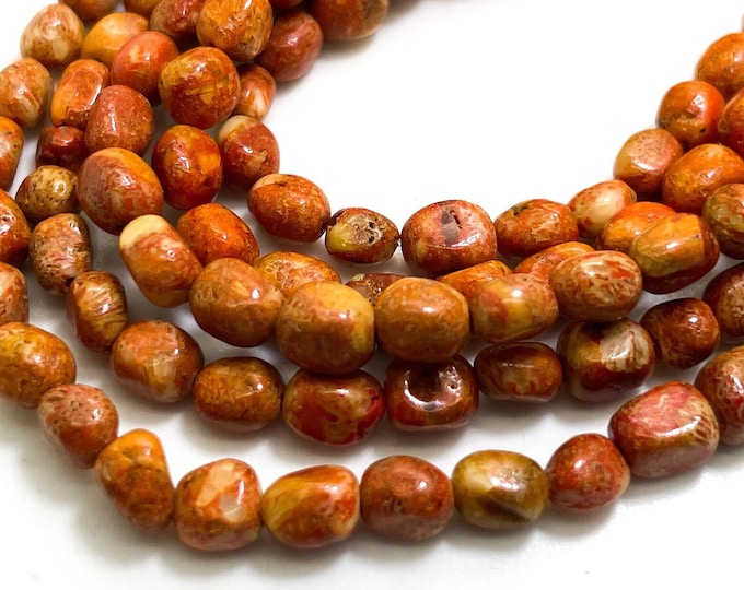 Orange Coral Small Pebble Nugget Assorted Size Gemstone Beads PGS196