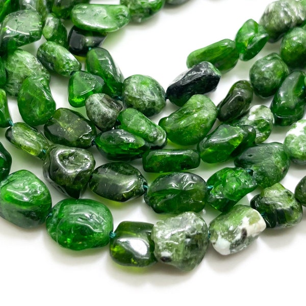 Green Seraphinite Beads, Natural Seraphinite Polished Nugget Pebble Round Barrel Gemstone Beads - PG318