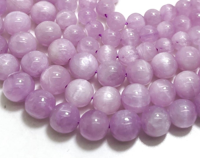 Grade AAA High Quality Natural Kunzite Smooth Polished Round 5mm 6mm 9mm Purple Gemstone Beads - RN170
