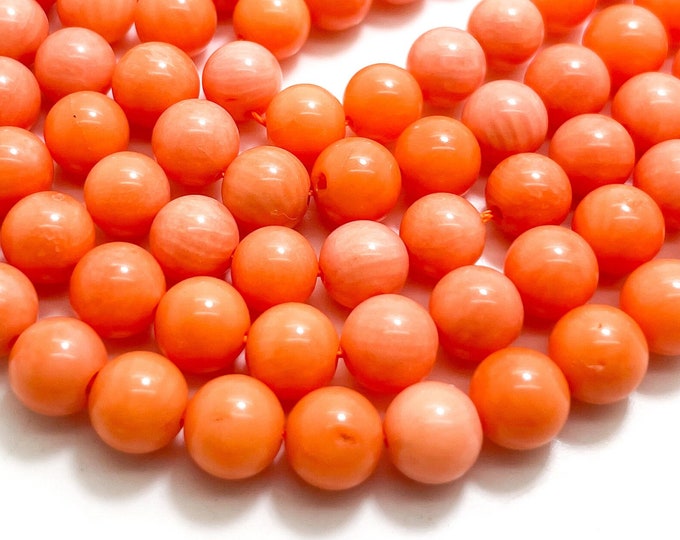 Coral Beads, Light Pink Coral Smooth Polished Round Gemstone Beads - PG289