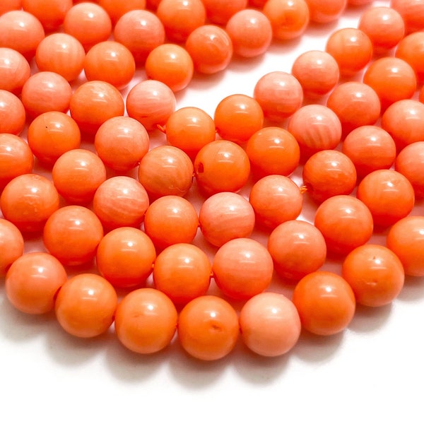 Coral Beads, Light Pink Coral Smooth Polished Round Gemstone Beads - PG289