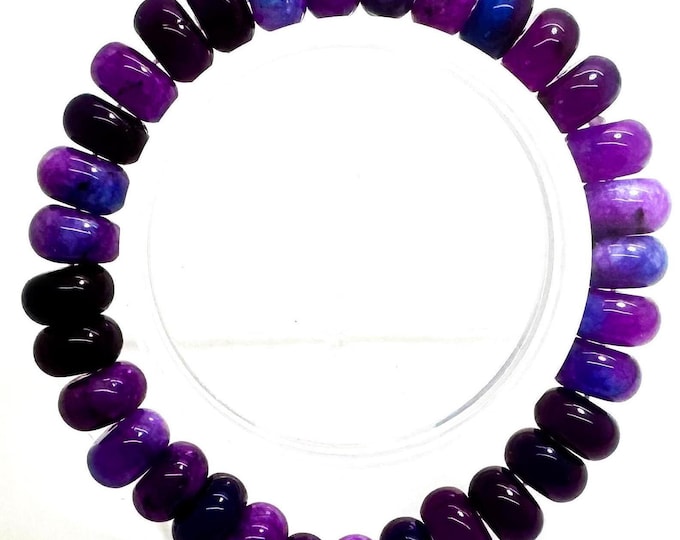Violet Purple Jade 8mm 10mm Rondelle Gemstone Beads Stretch Elastic Cord Handmade Beaded Bracelet Accessories - PGBRD23