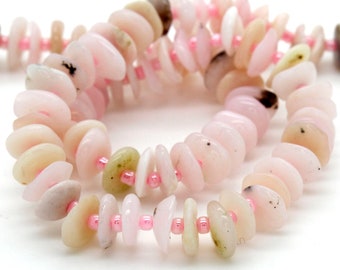 Pink Opal Beads, Natural Pink Opal Nuggets Rough Cut Irregular Shape Smooth Gemstone Beads - Assorted Size -15.5" strand - RDS15