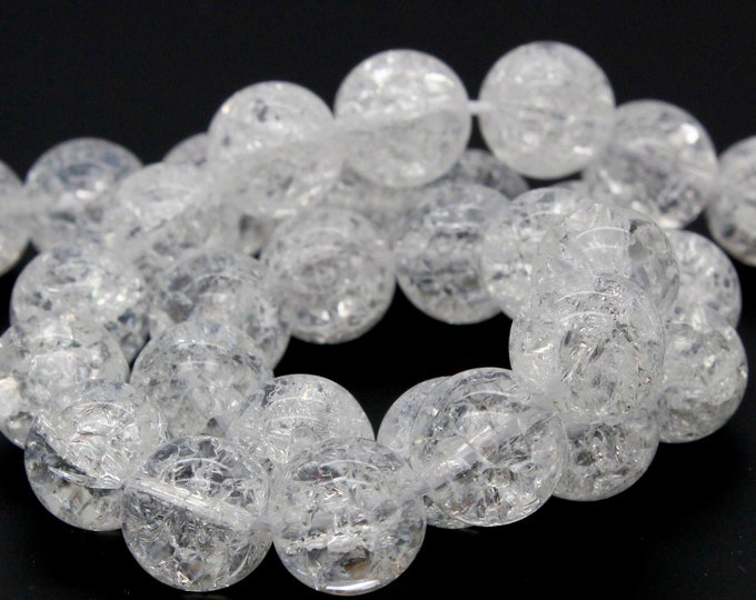 Cracked Crystal Crackle Quartz Clear Transparent Smooth Round Ball Sphere Natural Gemstone Beads - RN71 (4mm, 6mm, 8mm, 10mm)